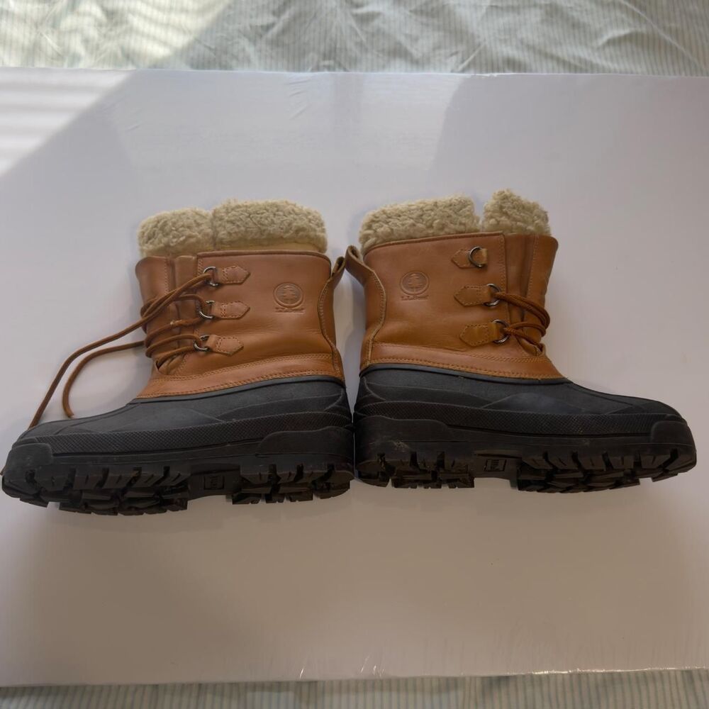 L.L.Bean Sherpa Lined Leather Winter Duck Boots, Size US 6